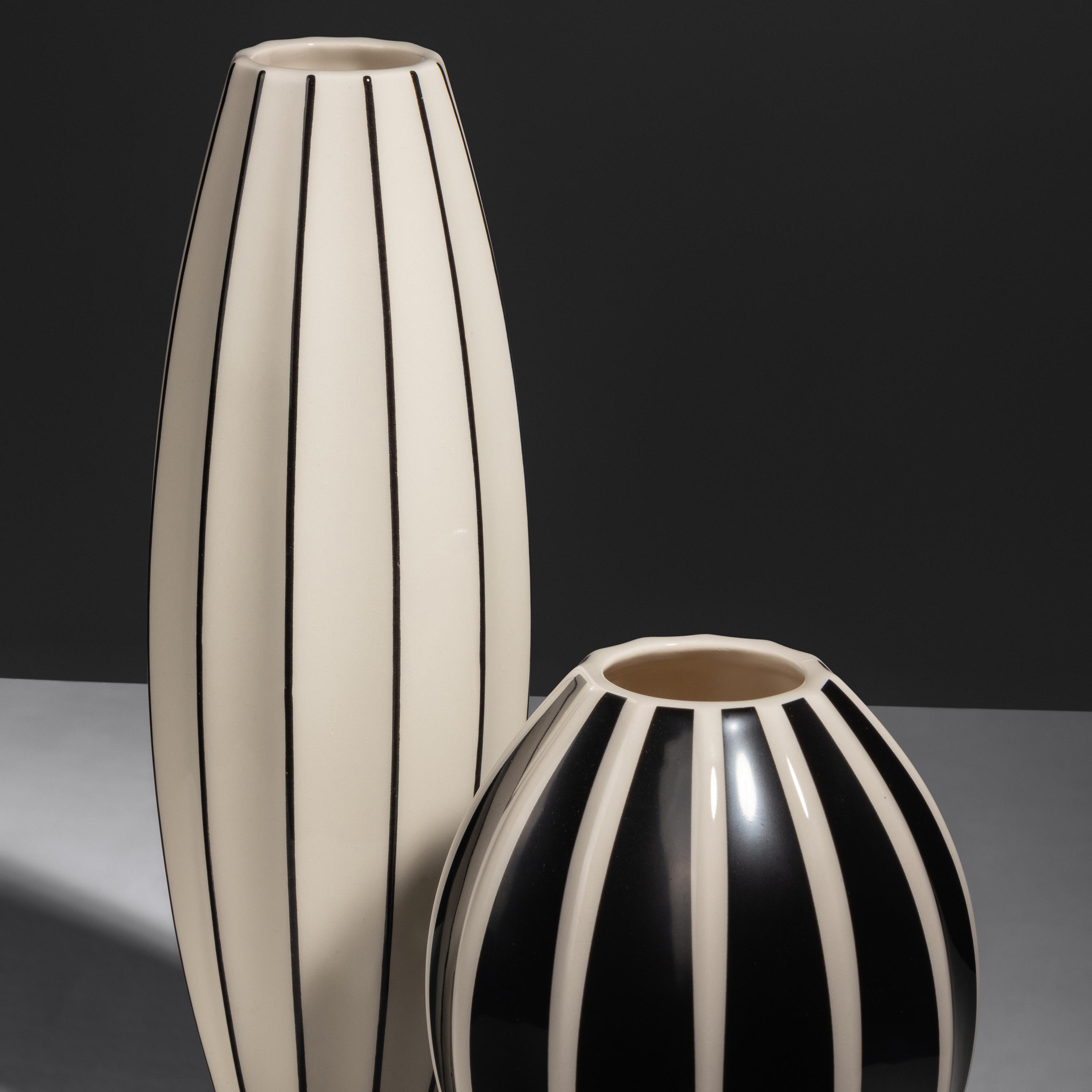 Two Fluted Ceramic Vases, c. 2000 Modernista & UPM, Prague