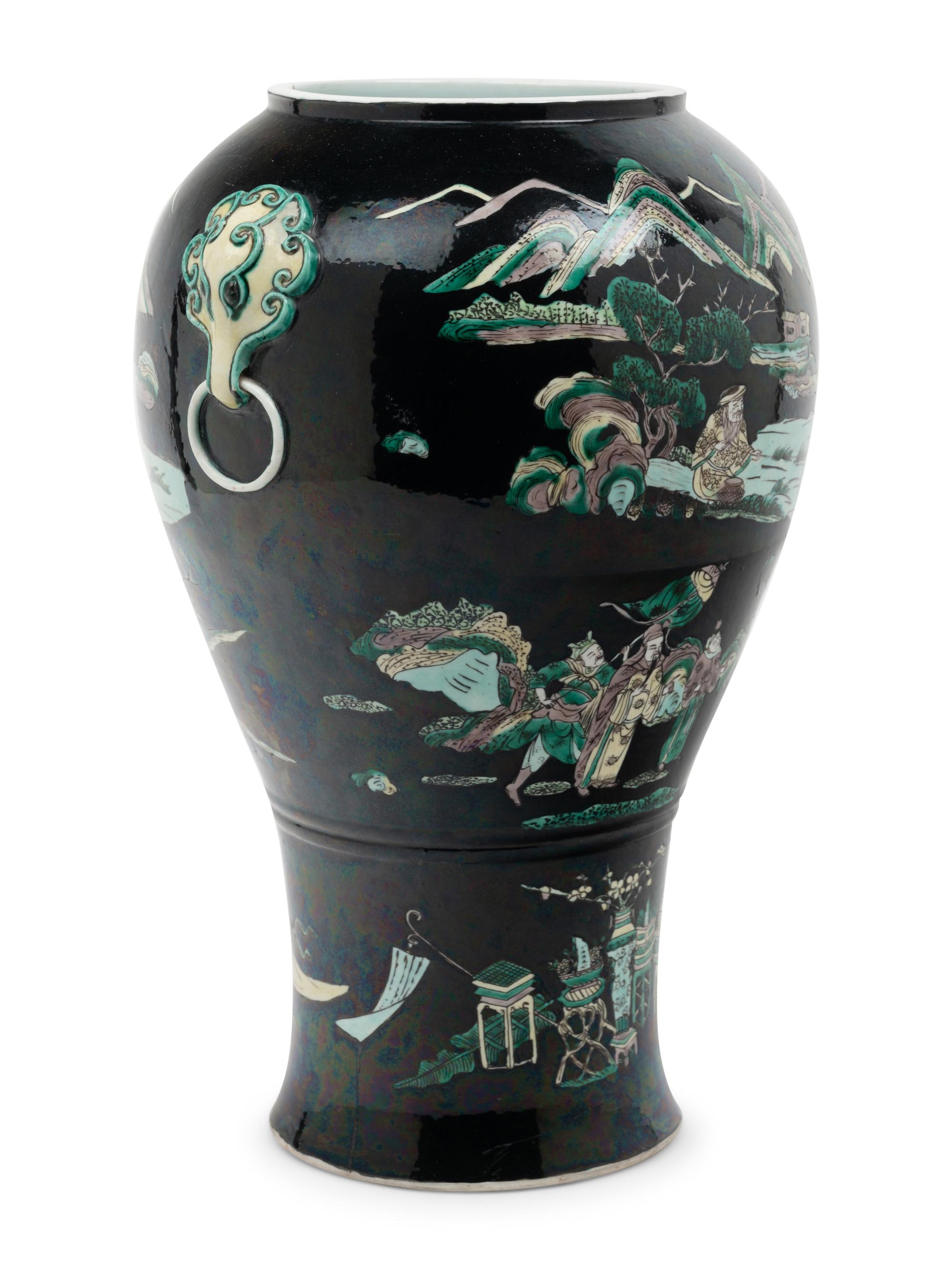 A Chinese Famille Noire Porcelain Vase