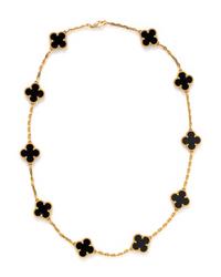 VAN CLEEF & ARPELS, YELLOW GOLD AND ONYX 'VINTAGE ALHAMBRA' NECKLACE