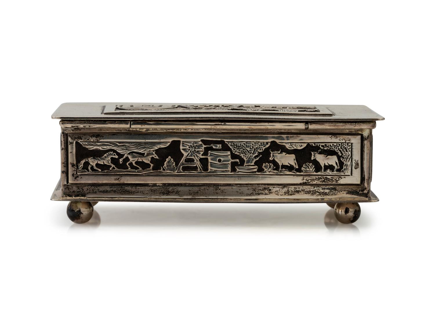 Navajo Sterling Silver Storyteller Lidded Box