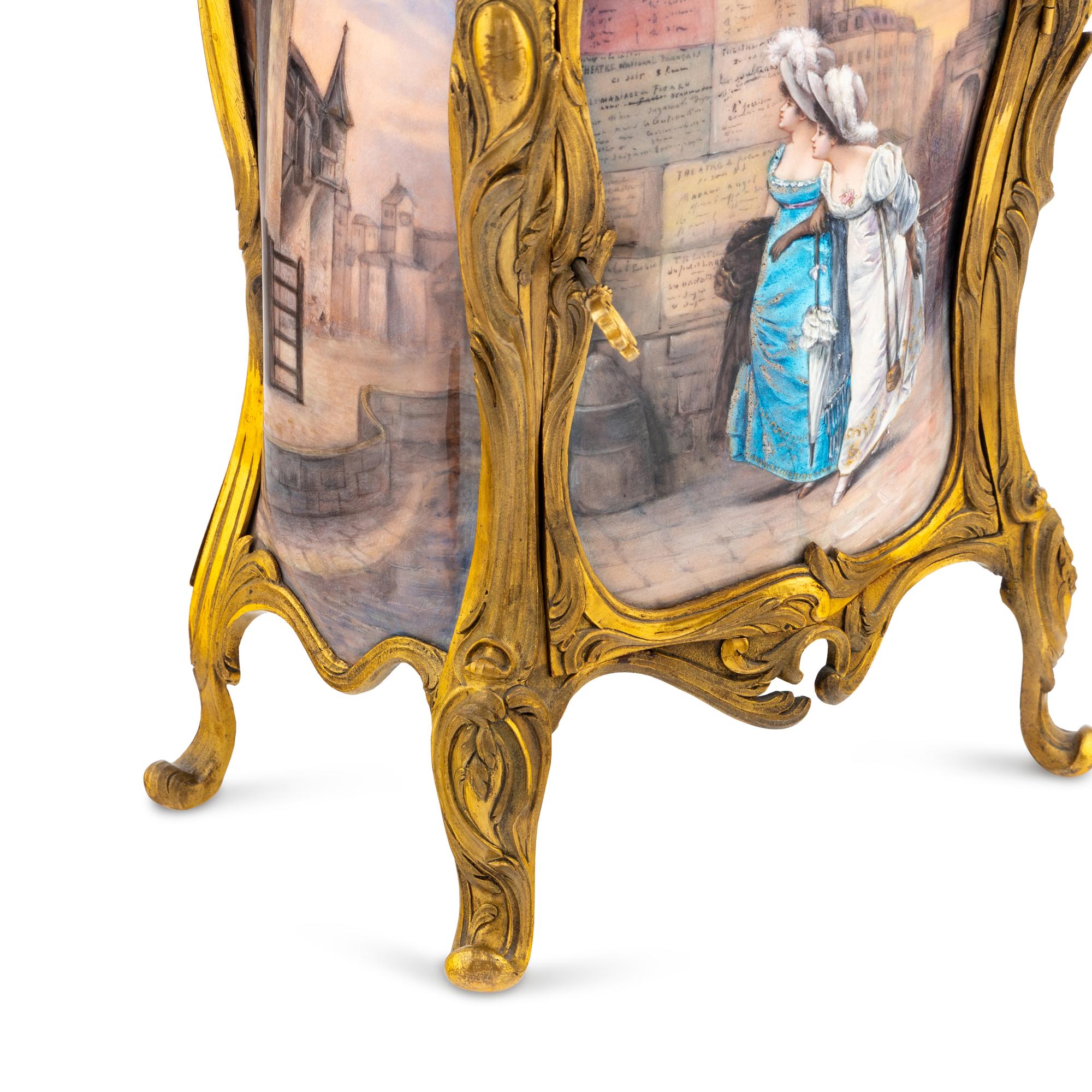 A French Gilt Bronze and Enamel Table Cabinet