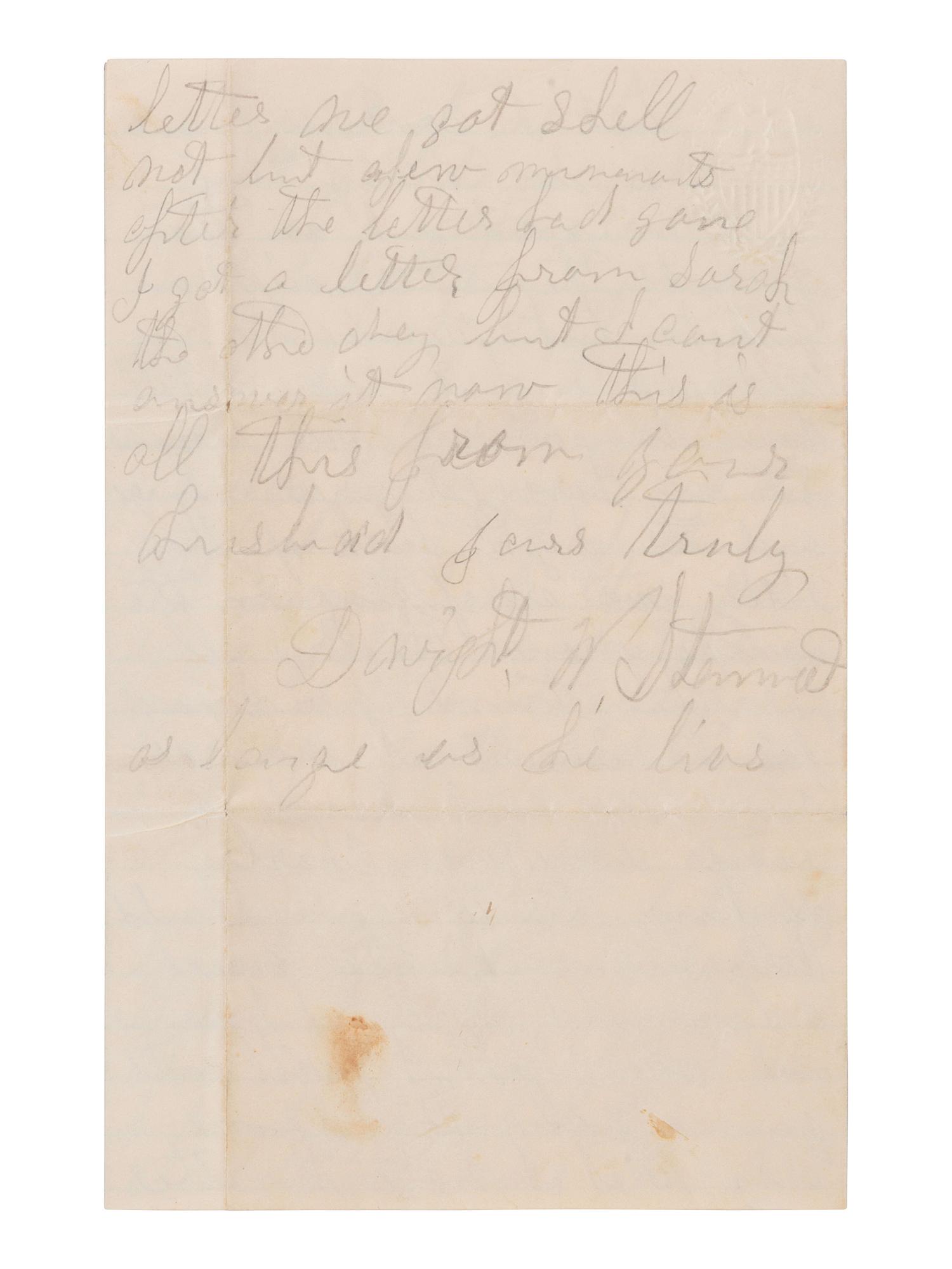 [CIVIL WAR]. Soldier's letter written from camp near the Chancellorsville Battlefield. 1863.