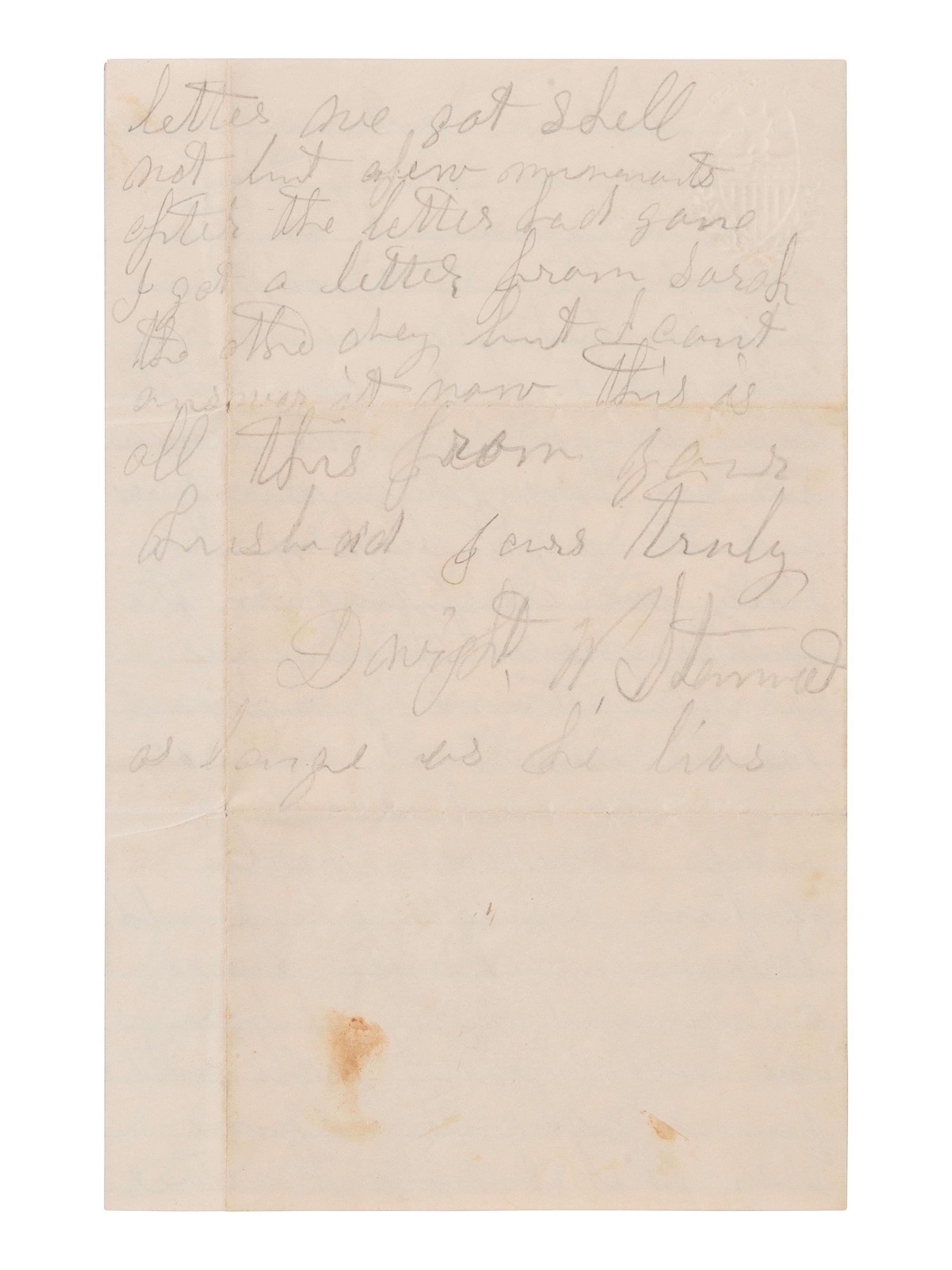 [CIVIL WAR]. Soldier's letter written from camp near the Chancellorsville Battlefield. 1863.