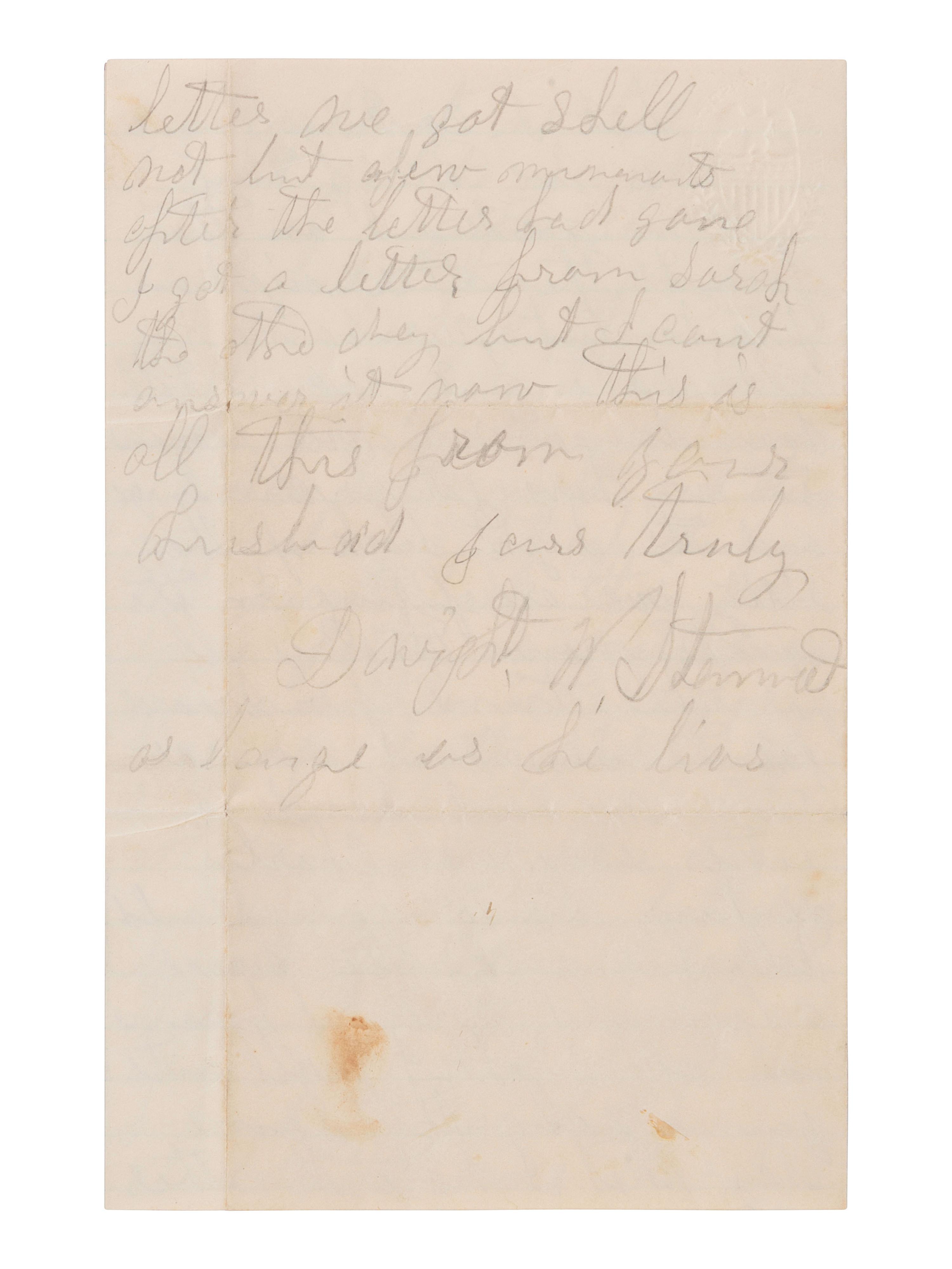 [CIVIL WAR]. Soldier's letter written from camp near the Chancellorsville Battlefield. 1863.