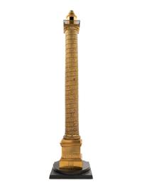 Two Large Grand Tour Gilt Bronze Models of the Column of Marcus Aurelius and Trajan's Column