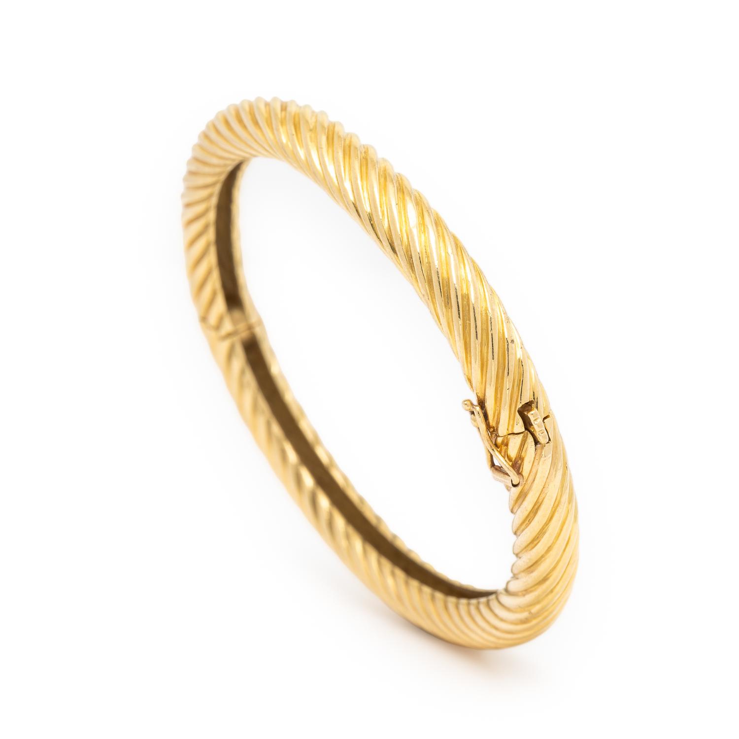 Yellow Gold Twisted Bangle Bracelet