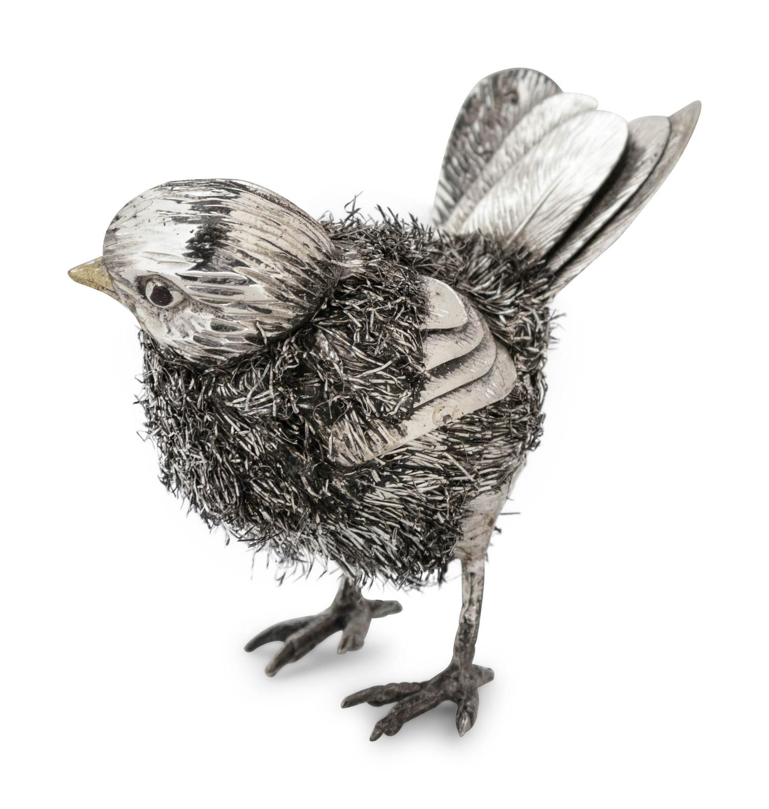 An Italian Silver Bird-Form Table Ornament