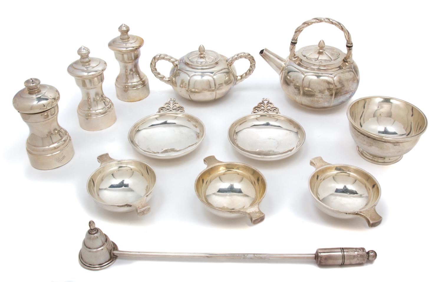 A Group of Miscellaneous Silver Articles, Various makers and countries of origin, comprising: a Mexican teapot and covered sugar bowl 3