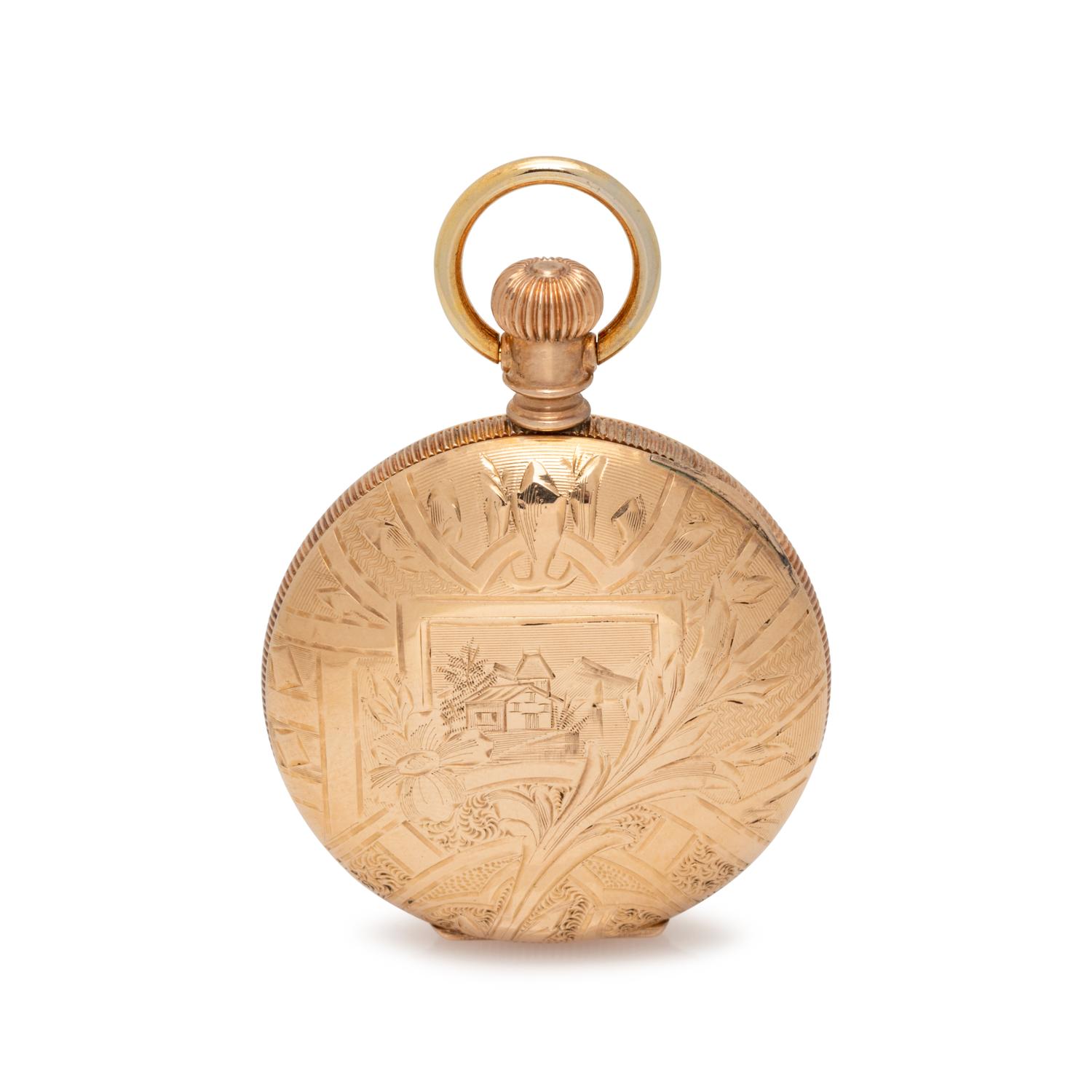 ELGIN, 14K YELLOW GOLD HUNTER CASE POCKET WATCH