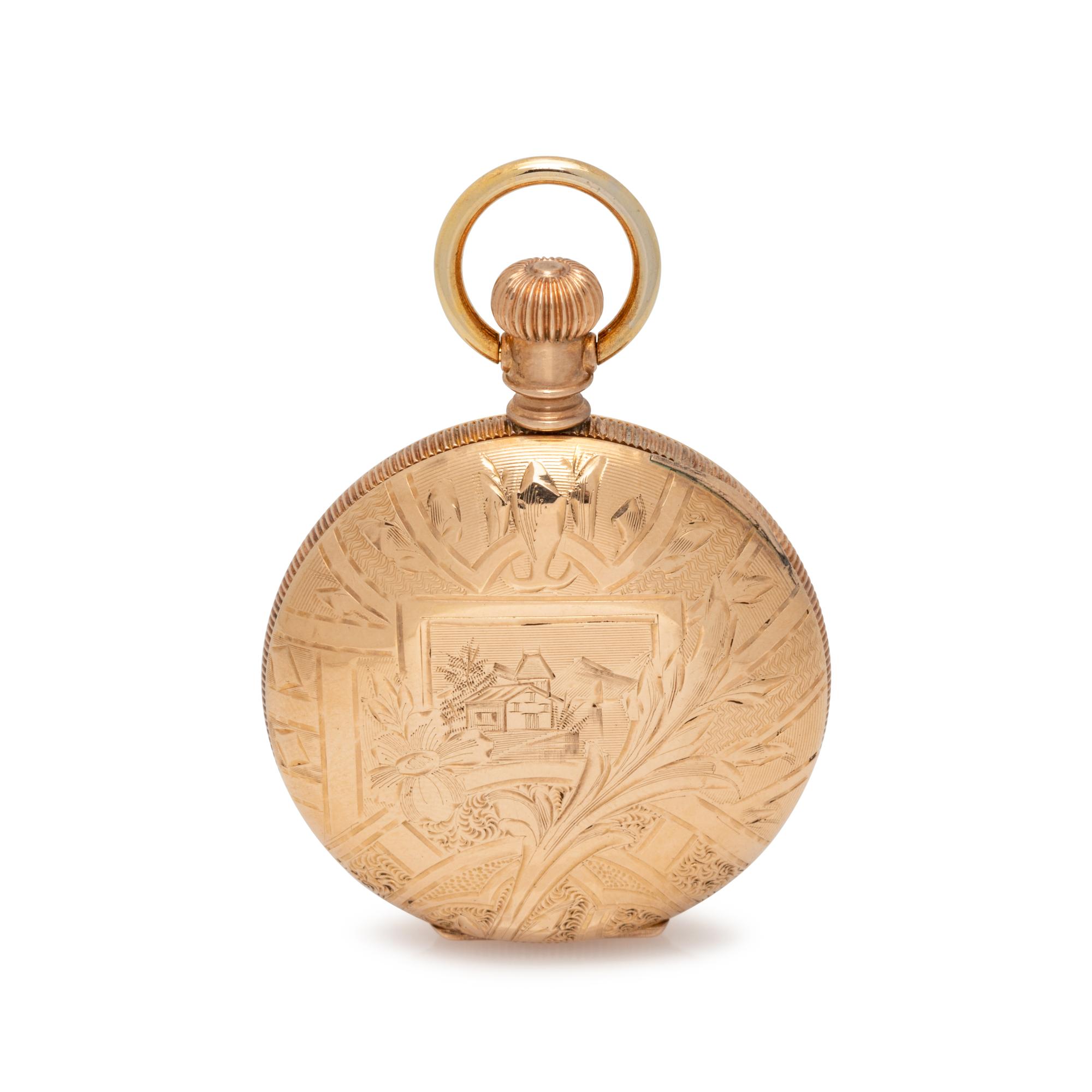 ELGIN, 14K YELLOW GOLD HUNTER CASE POCKET WATCH