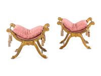 A Pair of Italian Giltwood Tabourets