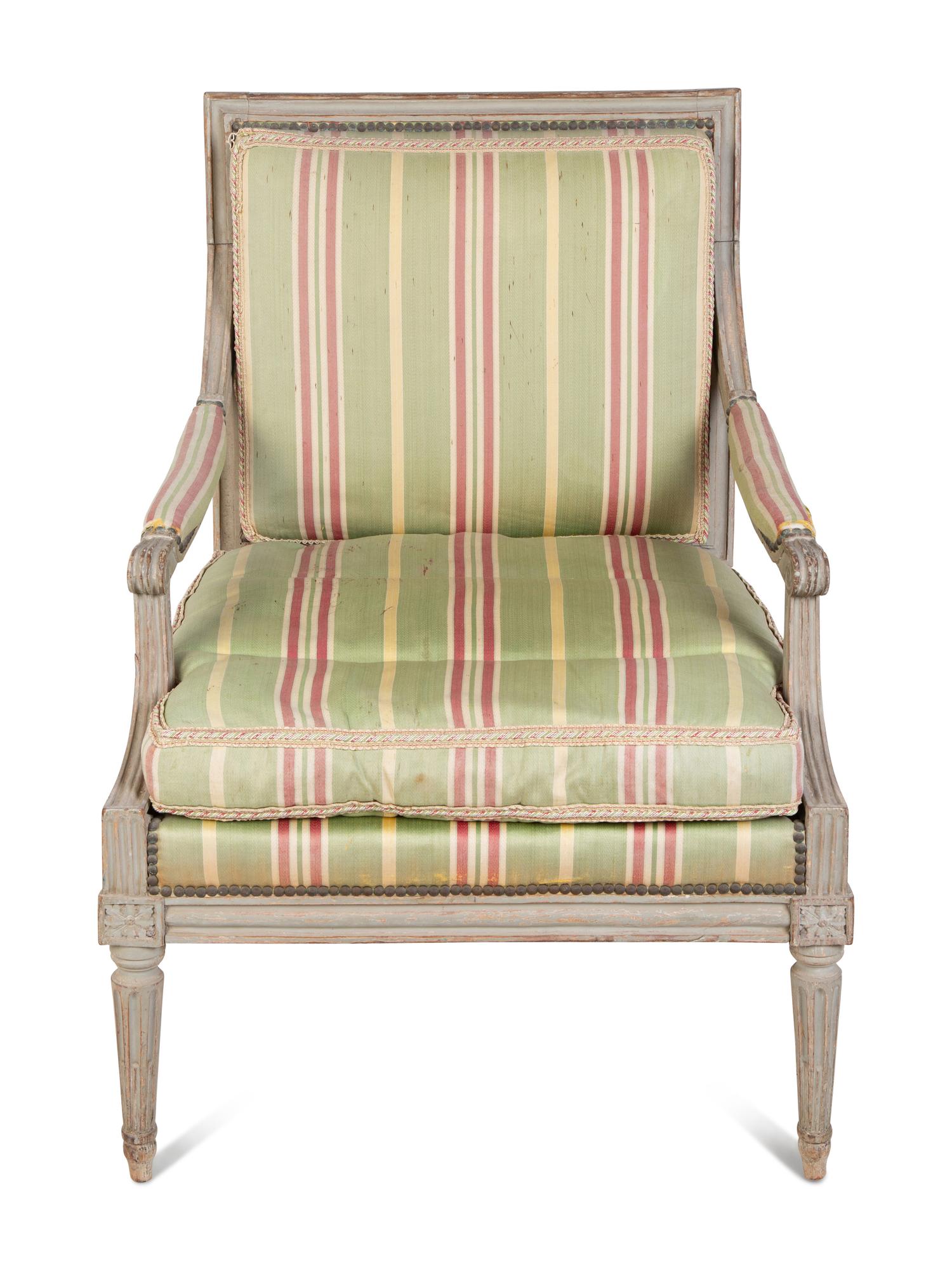 A Louis XVI Style Painted Fauteuil — 18TH/19TH CENTURY