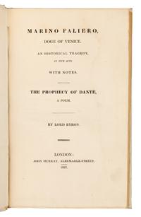 BYRON, George Gordon Noel, Lord (1788-1824). Marino Faliero, Doge of Venice. London: John Murray, 1821.