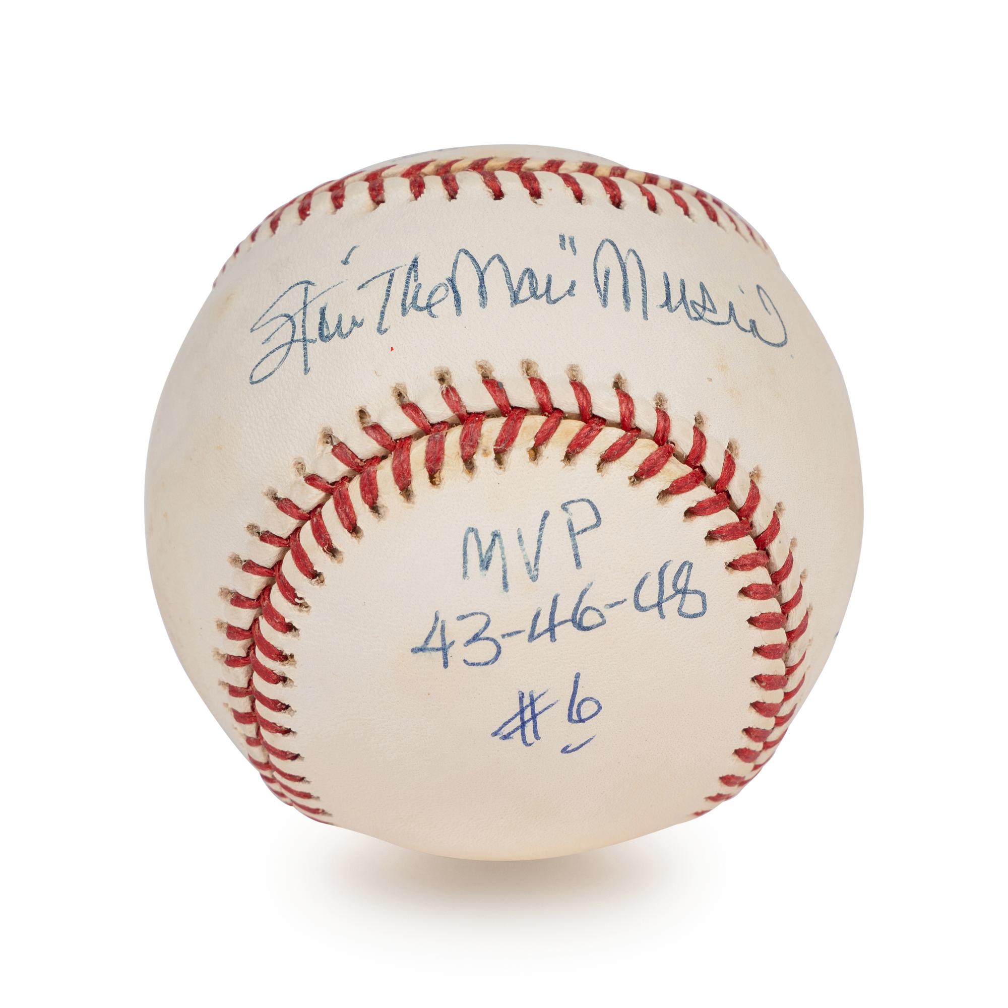 A Group of Stan Musial Signed Autograph Items Including a Limited Stat Baseball and John F. Kennedy Photograph (Beckett Authentication Services Certified),