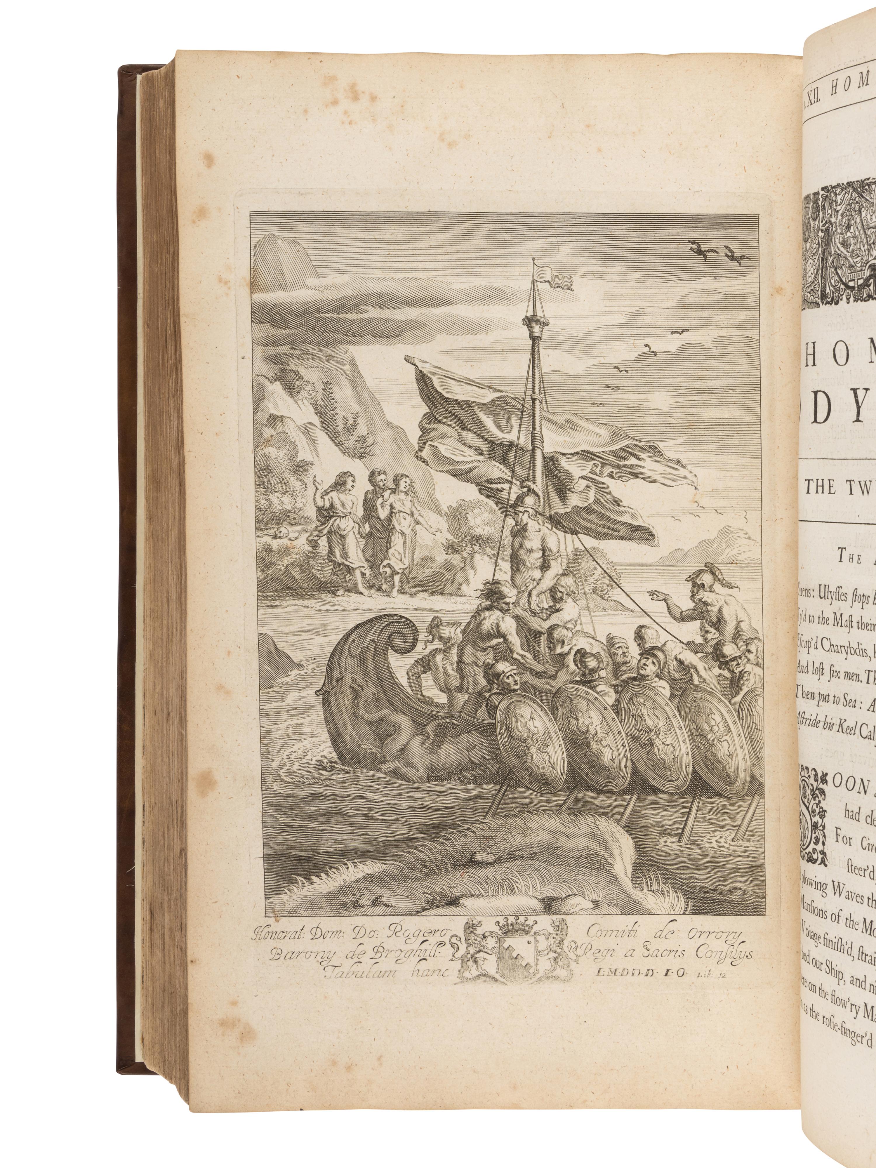 OGILBY, John (1600-1676), translator. -- HOMER (?8th century B.C.). Homer his Iliads translated, adorn'd with sculpture, and illustrated with annotations . -- Homer his Odysses Translated, Adorn'd with Sculpture, and Illustrated with Annotations . London: Printed by James Flesher, for the authour, 1669.
