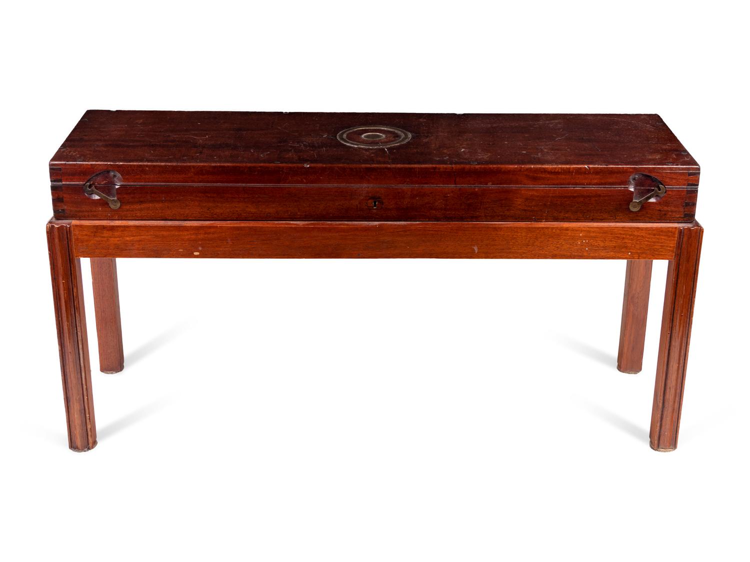 A George III Style Mahogany Gun Case on a Later Stand