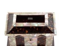 A Regency Tortoise Shell and Mother-of-Pearl Tea Caddy