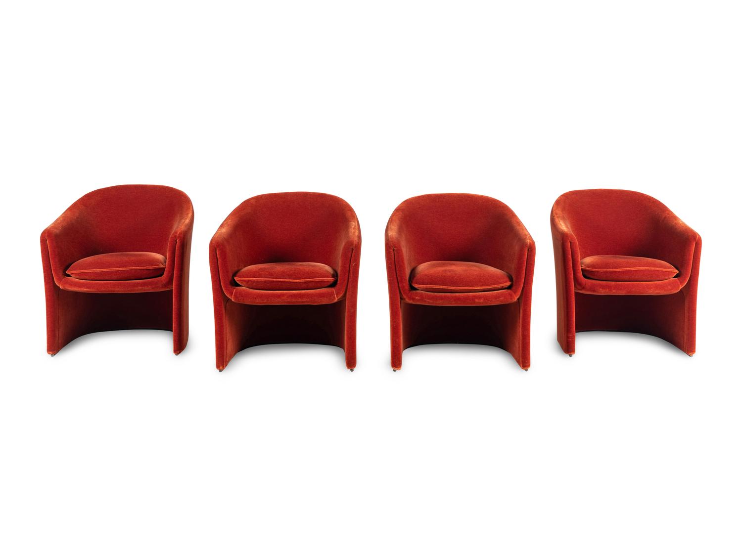 Set of Four Velvet Chairs for Dunbar