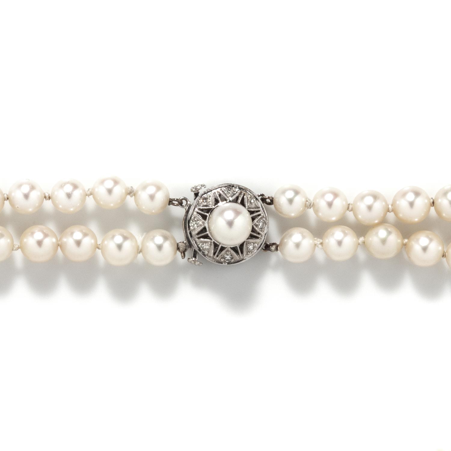 DOUBLE STRAND CULTURED PEARL NECKLACE
