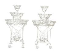 A Pair of White Painted Iron Wirework Planters — 20TH CENTURY