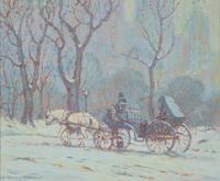 Laurence A. Campbell (American, 1939-2024) — Central Park (Carriage in the Snow), 1988