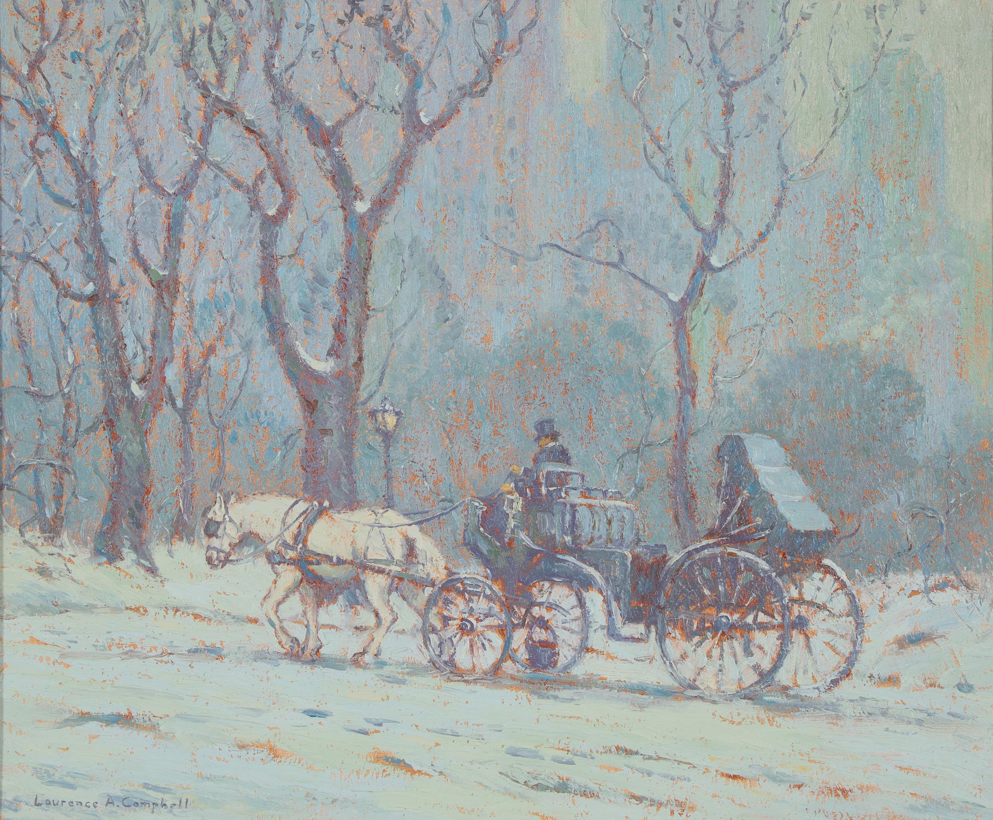 Laurence A. Campbell (American, 1939-2024) — Central Park (Carriage in the Snow), 1988