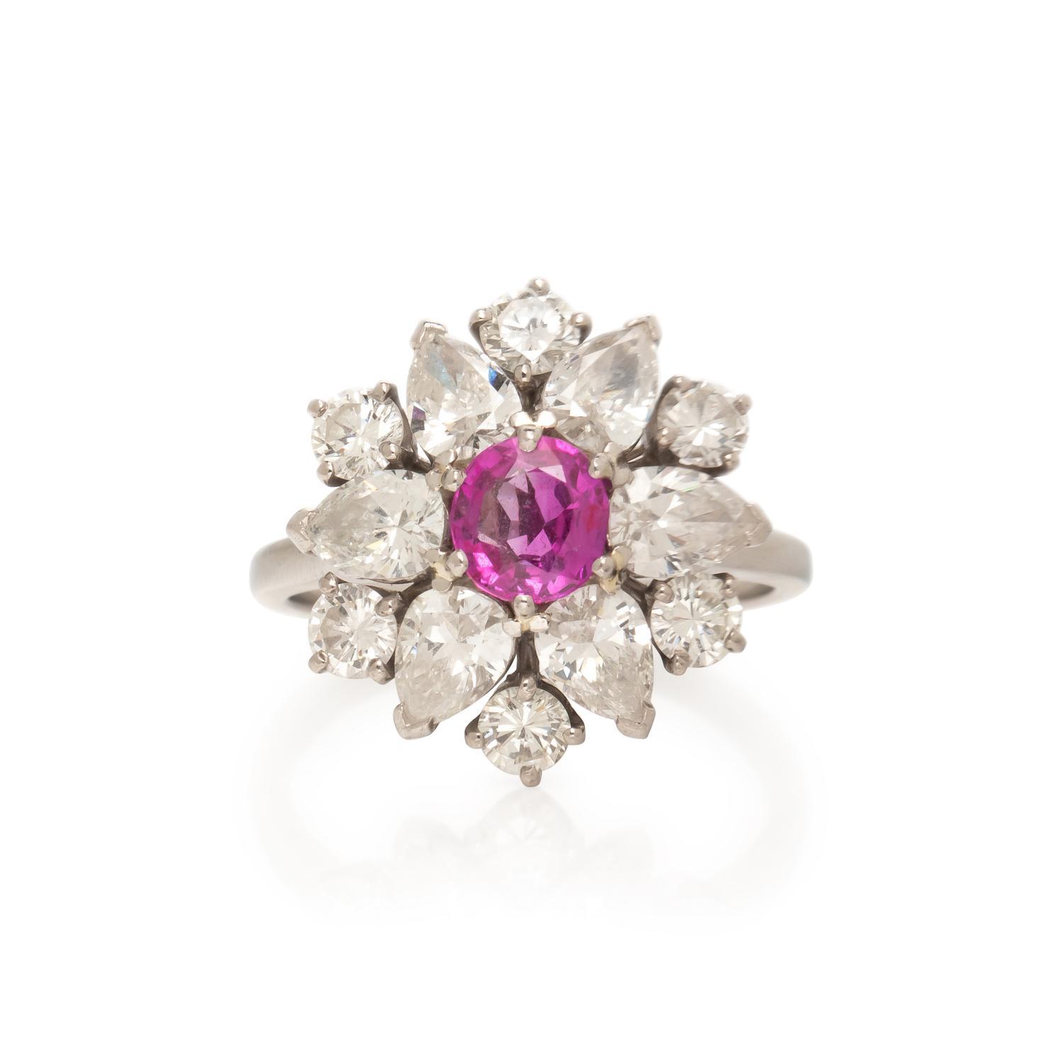 PINK SAPPHIRE AND DIAMOND RING