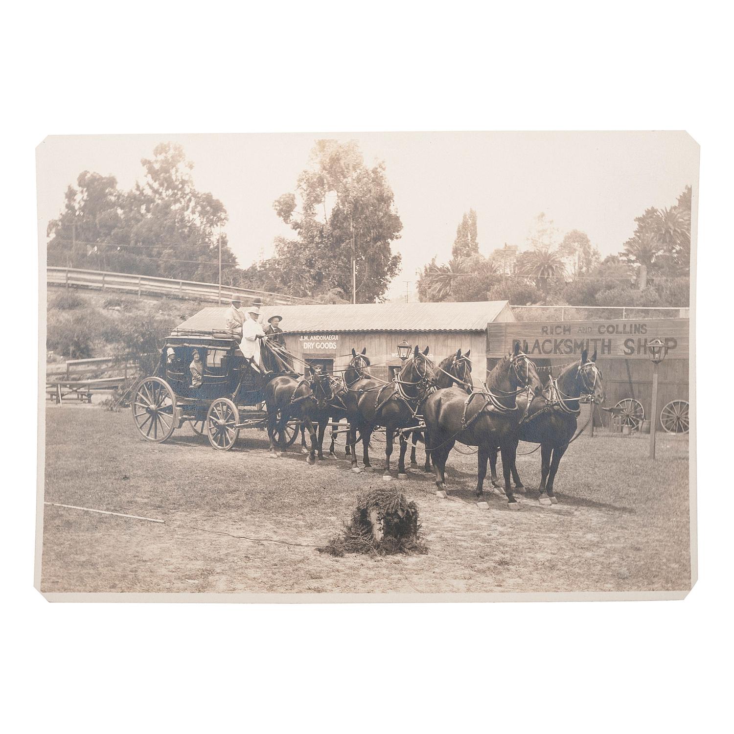 [STAGECOACHES]. A group of 3 California stagecoach photographs, comprising: