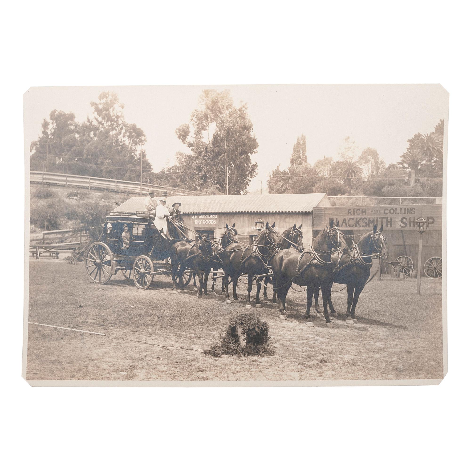 [STAGECOACHES]. A group of 3 California stagecoach photographs, comprising: