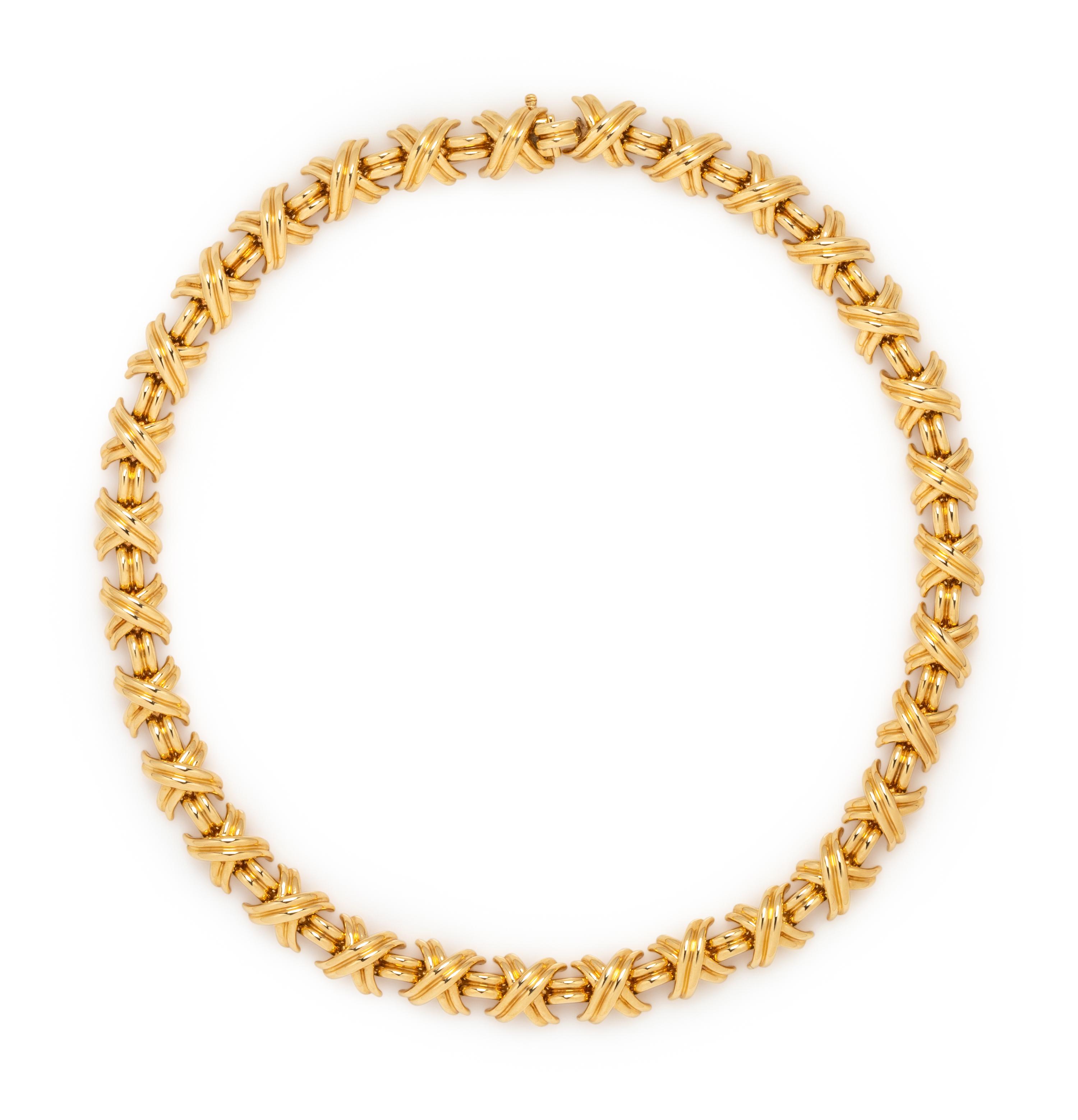 TIFFANY & CO., YELLOW GOLD 'X' NECKLACE