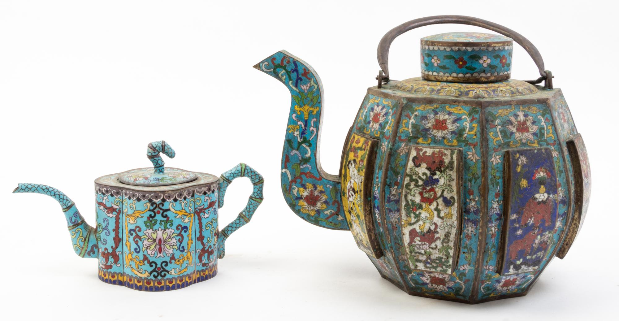 A Group of Cloisonne Articles Height of largest teapot 10 1/4 inches.