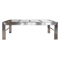 A Mid Century Polished Steel and Glass Table 96" W x 32" D x 30.5" H — United States, Mid-20th Century