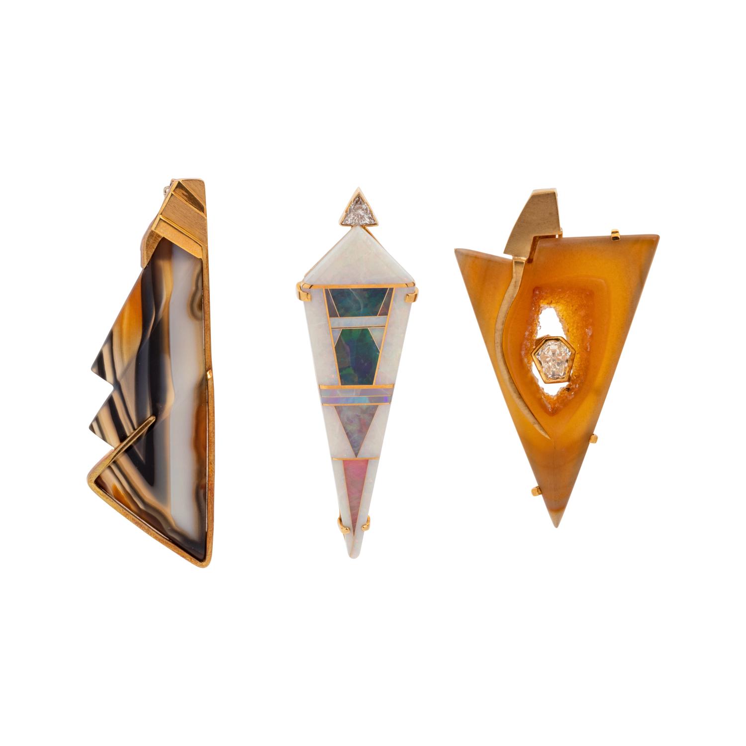 COLLECTION OF ABSTRACT PENDANTS AND CHAIN