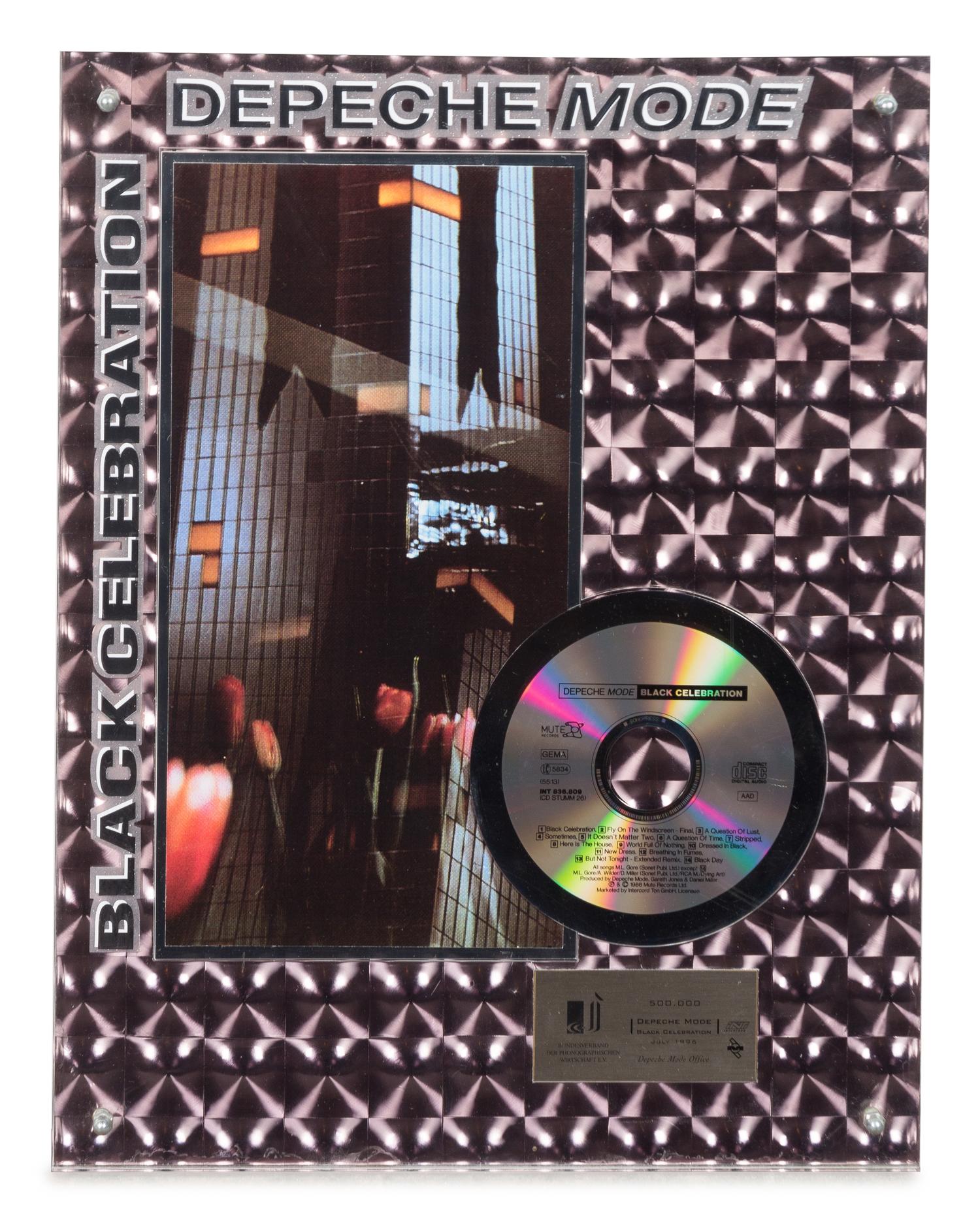A Depeche Mode: Black Celebration 500,000 Copies Sold Presentation Album 17 1/2 x 13 3/4 inches.