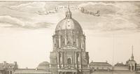 A Copper Engraving by Francois-Philippe Charpentier (French, 1734-1817) Vue Persepctive de la Facade de L'Abbaye Royal du Val du Grace