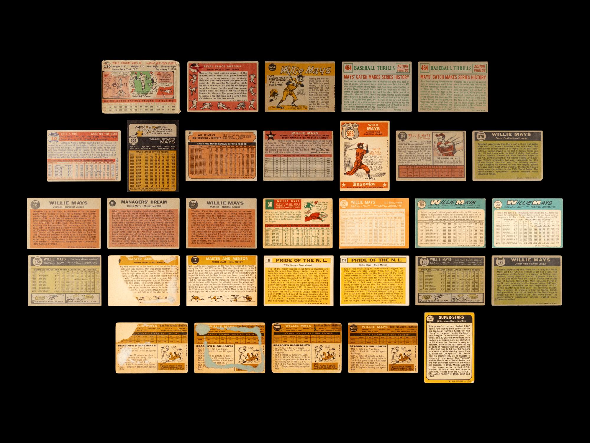 A Large Collection of 1950s-60s Willie Mays Topps Baseball Cards,