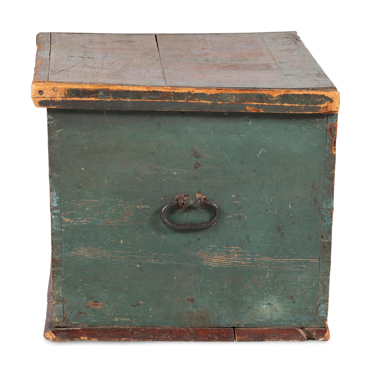 A Country Painted Yellow Pine Storage Chest