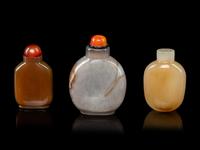 Three Chinese Agate Snuff Bottles