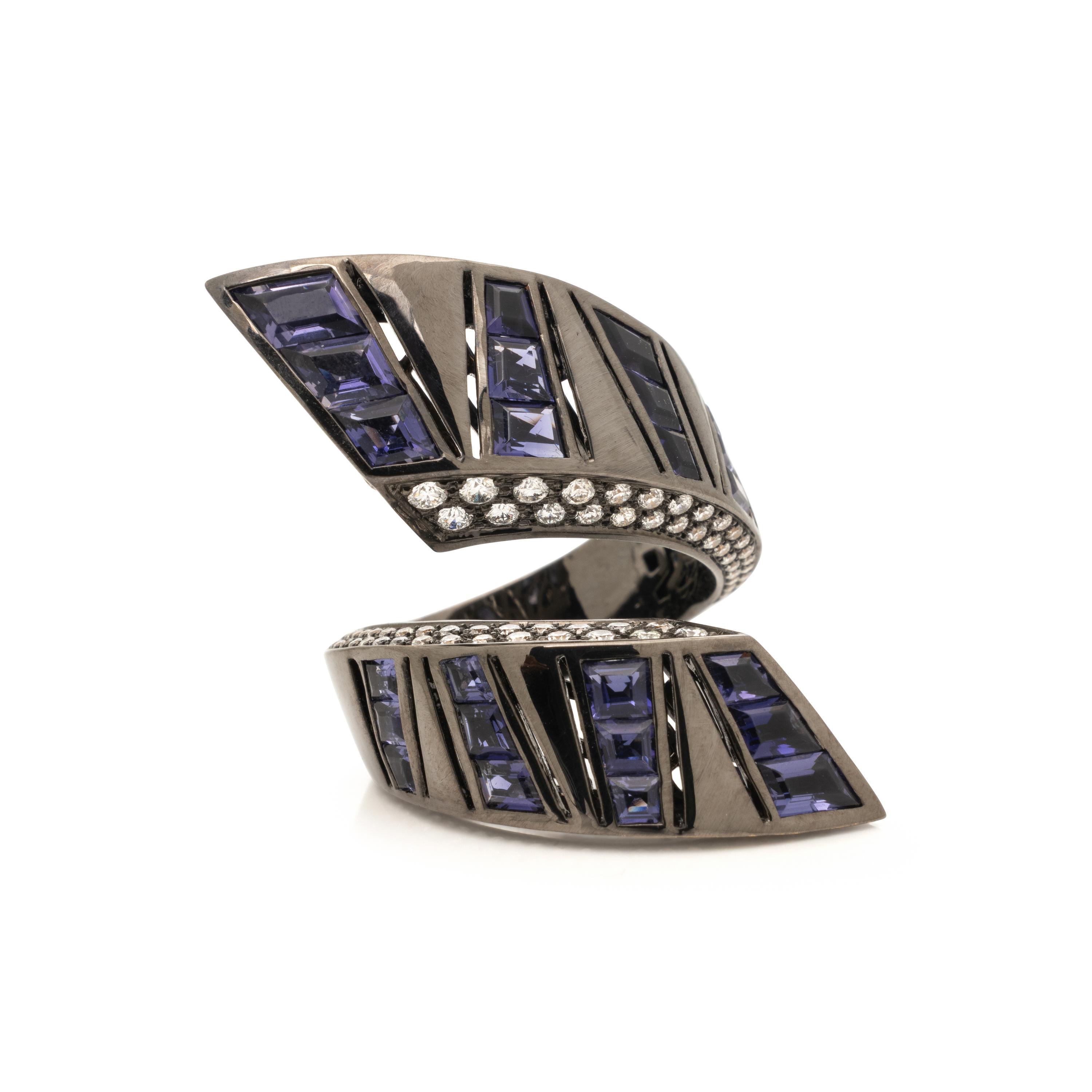 Daniella Kronfle, 'Neon Noir', Iolite, Diamond, and Blackened Gold Ring
