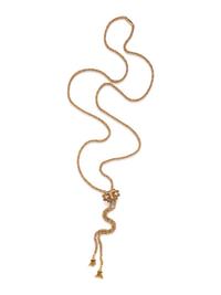 YELLOW GOLD, SEED PEARL AND ENAMEL SLIDE NECKLACE