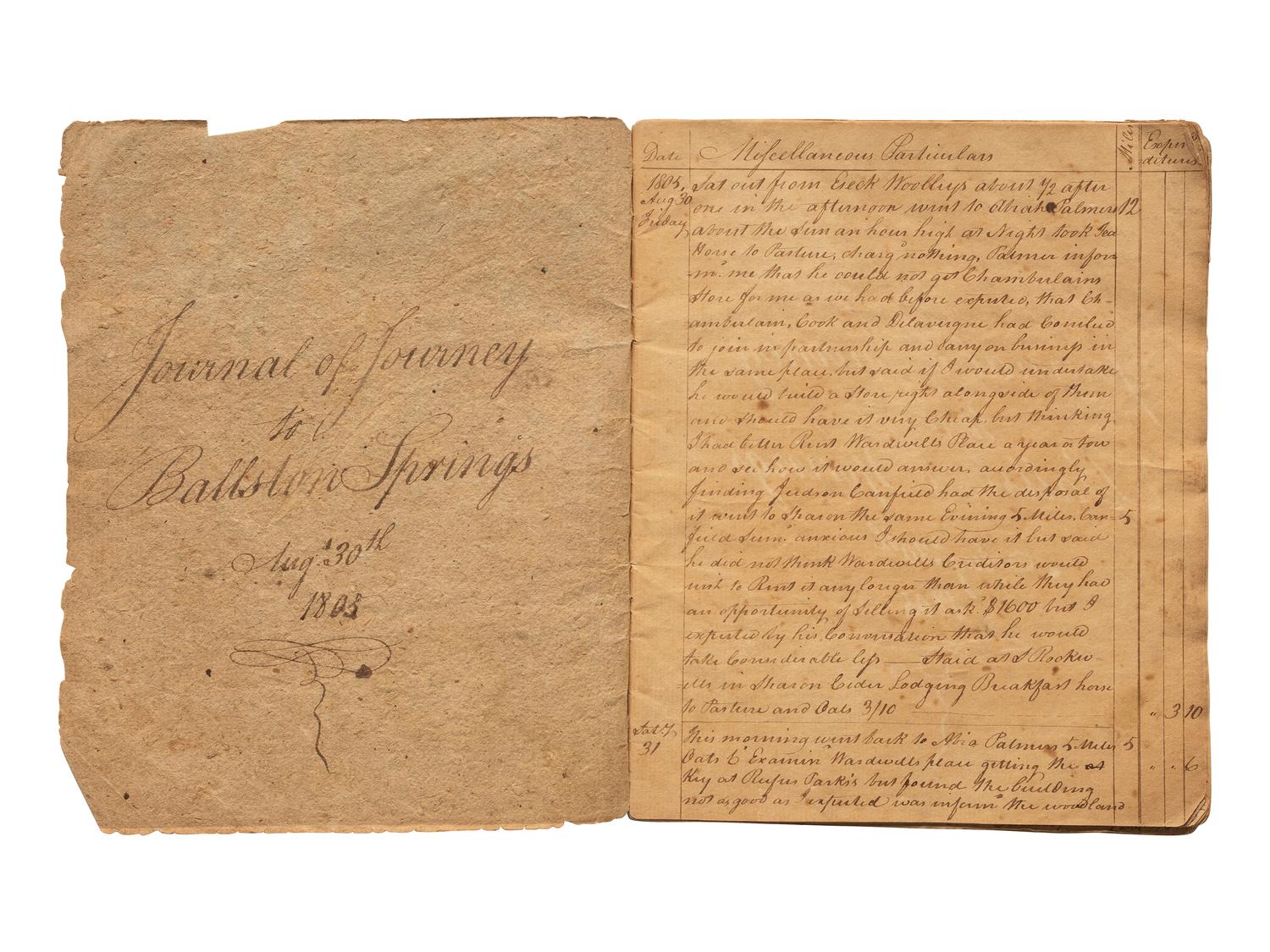 America in Manuscript Journal of [a] Journey to Ballston Springs. New York, 30 August 1805.