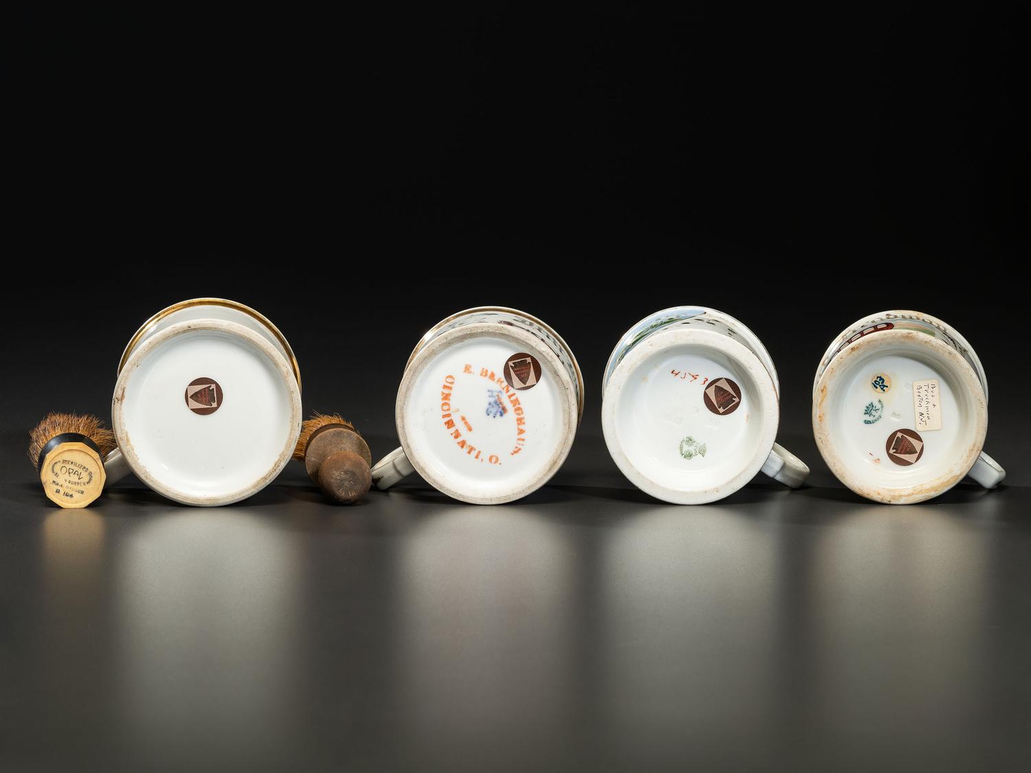 Four Porcelain Shaving Mugs