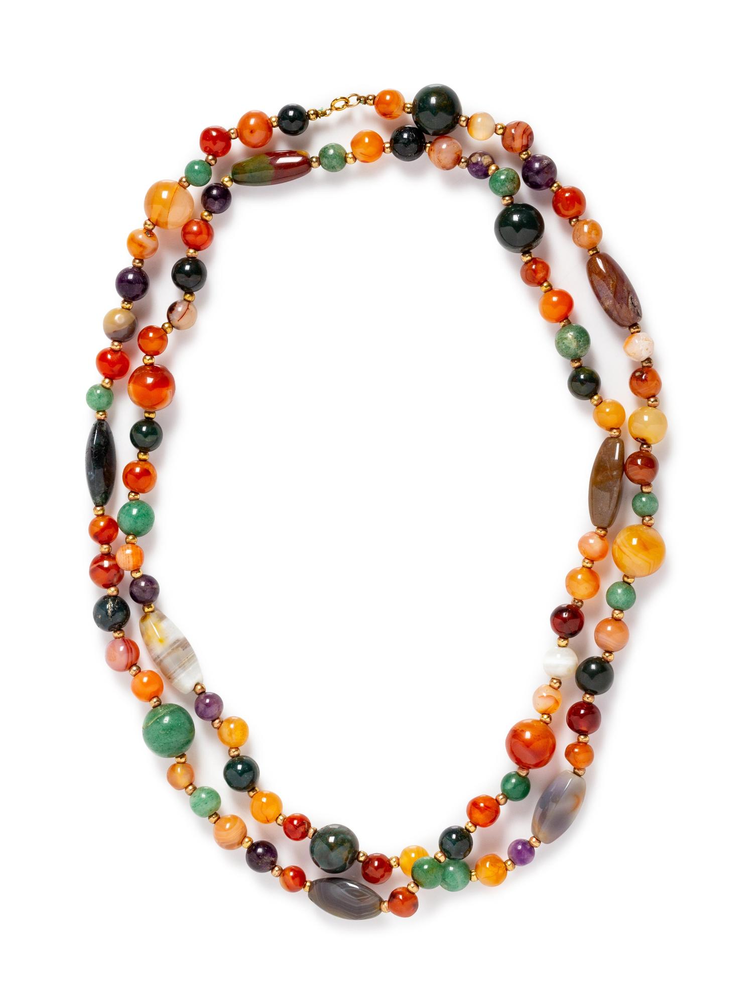 A Gold Filled and Hardstone Necklace,