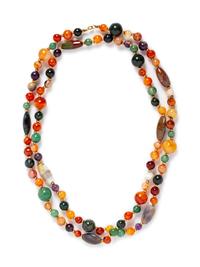 A Gold Filled and Hardstone Necklace,