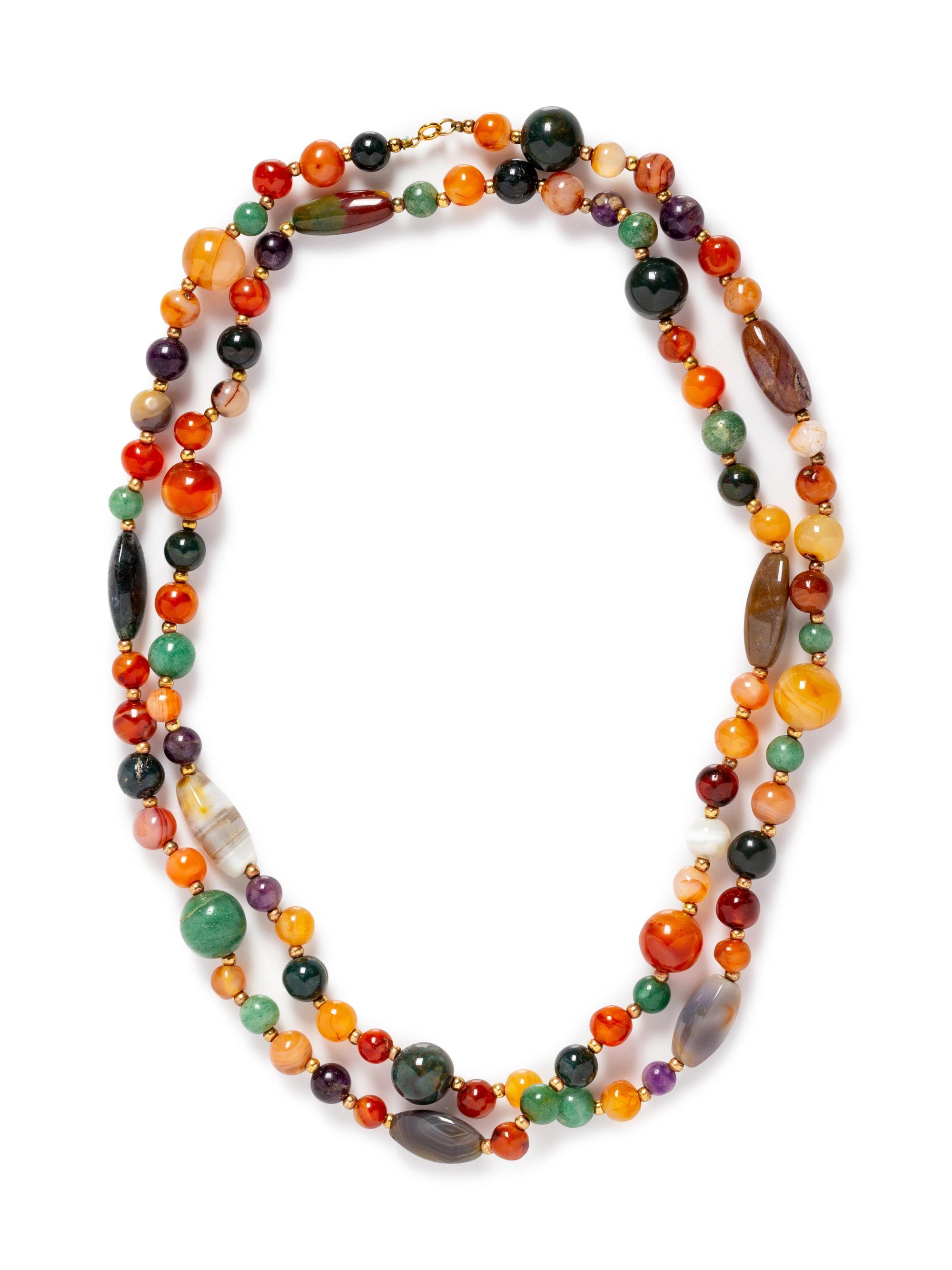 A Gold Filled and Hardstone Necklace,
