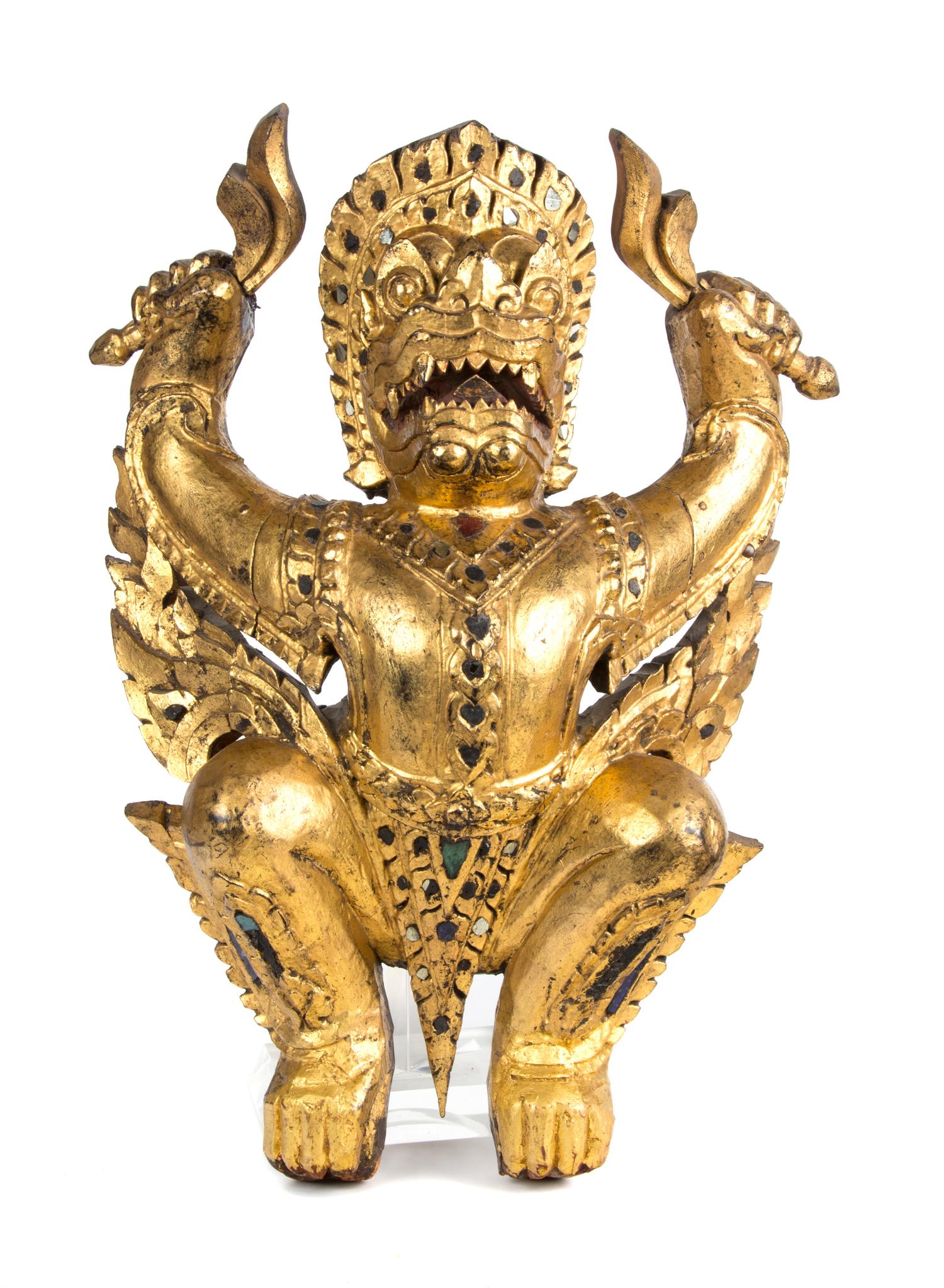 A Pair of Southeast Asian Export Giltwood Figures Height 18 1/2 inches. — 20TH CENTURY