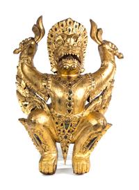 A Pair of Southeast Asian Export Giltwood Figures Height 18 1/2 inches. — 20TH CENTURY