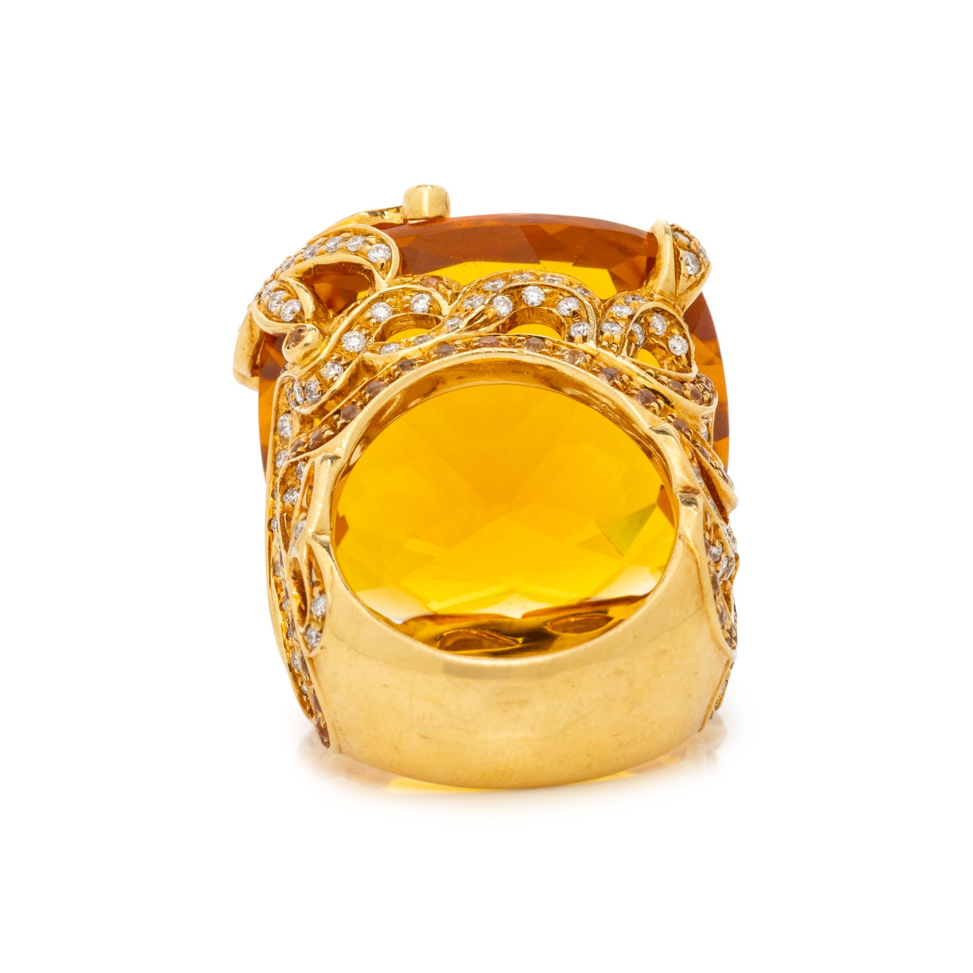 CITRINE, DIAMOND AND YELLOW SAPPHIRE AND RING
