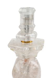 A Pair of Neoclassical Style Rock Crystal and Bronze Candlesticks
