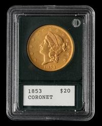A United States 1853 Liberty Head $20 Gold Coin